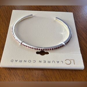 Lauren Conrad Bracelet - Silver Tone Cuff Red Rhinestones
